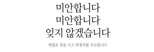 세월호 침몰사고 희생자를 추모합니다